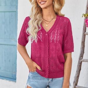 Magenta Knit Cardigan